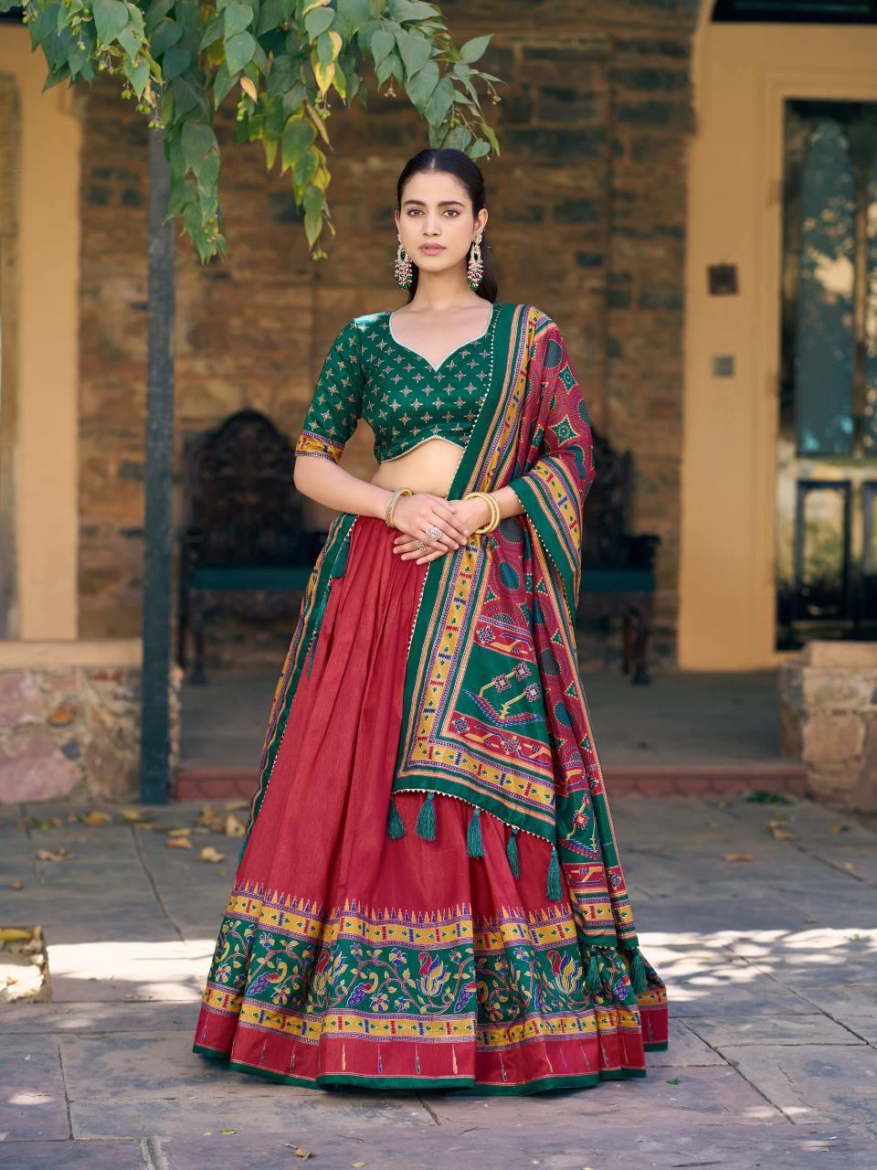 Green Affordable lehenga choli in Patan